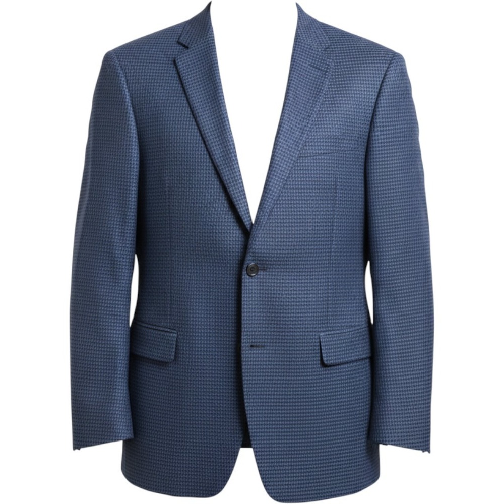 Tommy Hilfiger Mens Blue Micro Houndstooth Two Button Blazer Sport Coat 46R